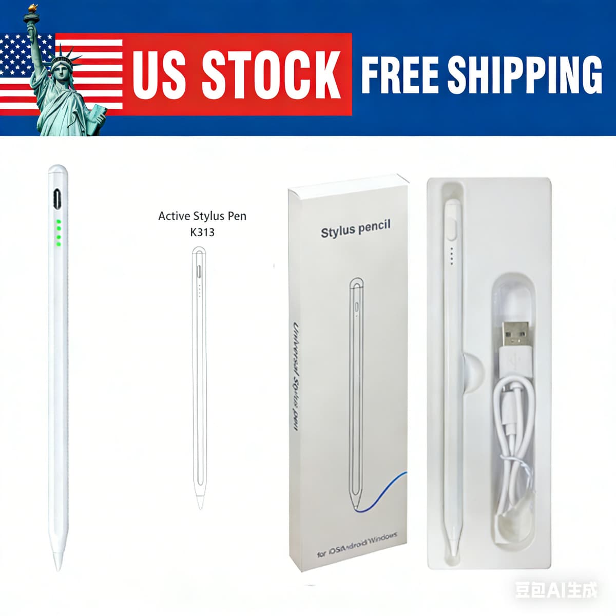 Stylus Pen with Power Indicator for Samsung, Android, Tablets & Smartphones